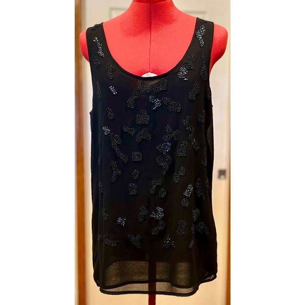 Forever 21 XXI Black Beaded Tank Top - Size Medium
